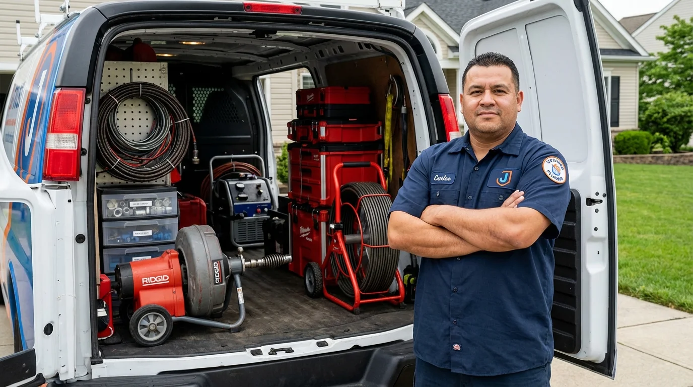 Professional drain cleaning equipment and Johns Plumbing LLC plumber in Croydon
