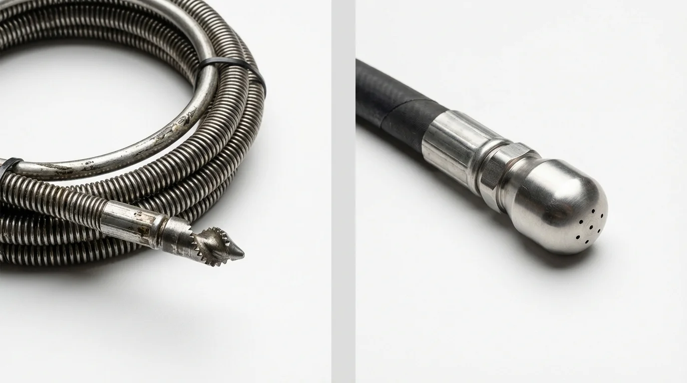 Drain snake cable and hydro jetting nozzle used for drain cleaning in Croydon, PA