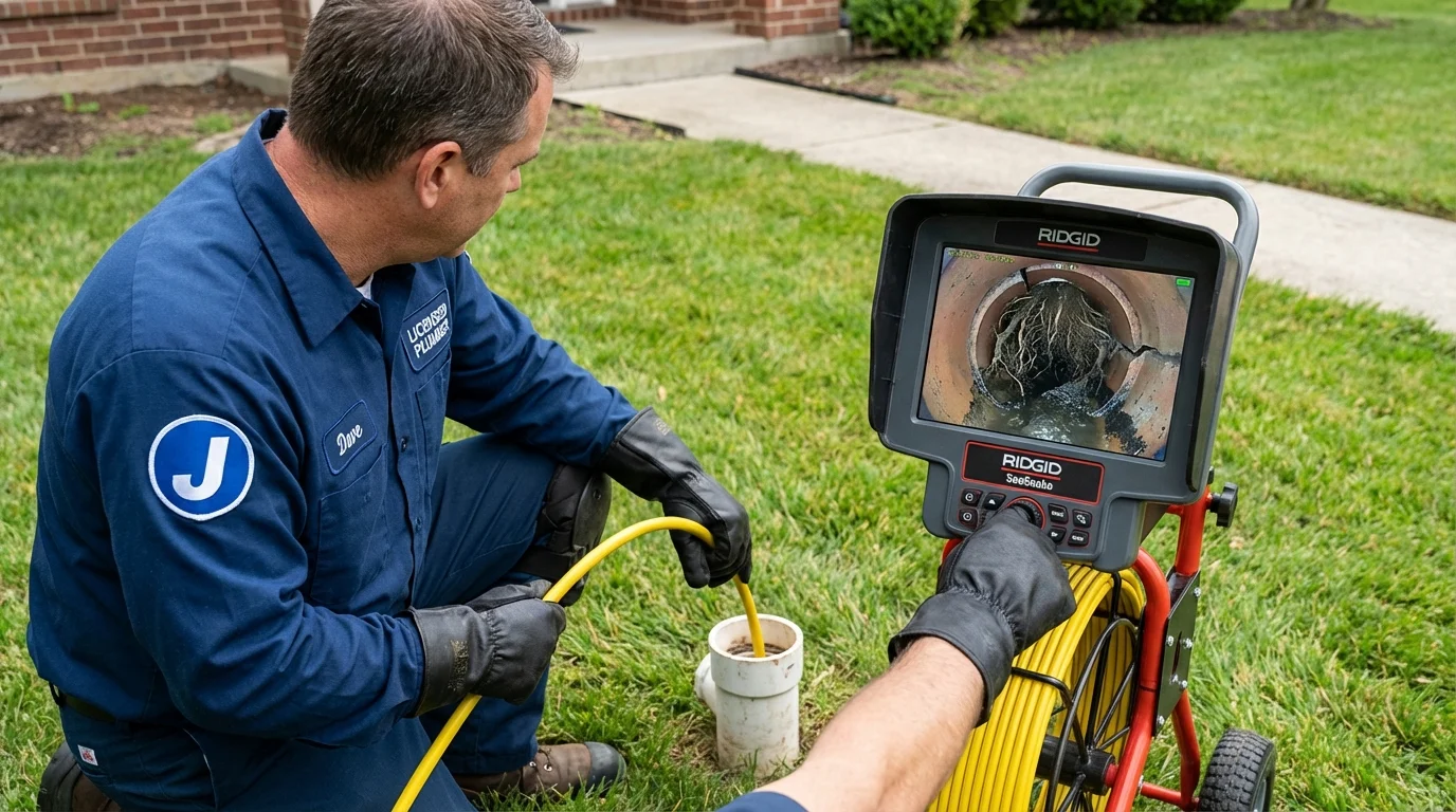 Sewer camera inspection being performed by Johns Plumbing LLC in Croydon